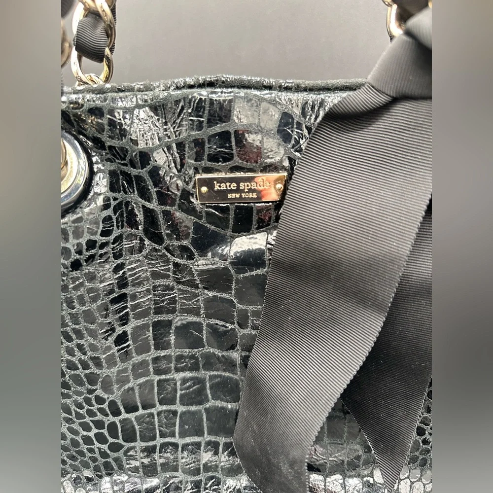 Katie Spade ♠️ SALE!! Black Croc Pattern Bag size large slouchy and soft!! - Picture 3 of 15